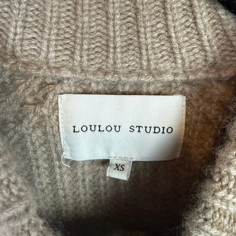 LOULOU STUDIO Rasa 100% Cashmere Cardigan XS Beige Knit Parisian Minimalist RARE